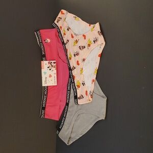 Disney 3 Pack Hipsters, Size XL, Pink, Grey, And Print